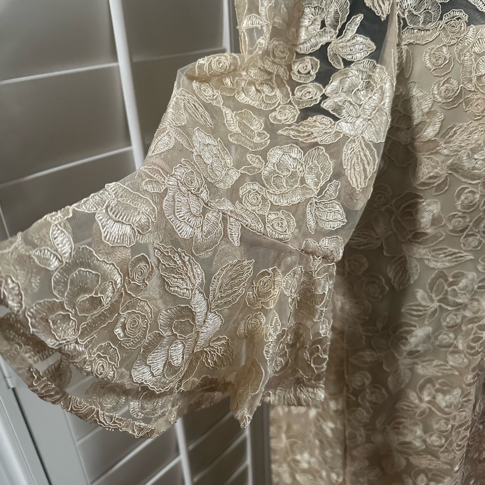 New Adrianna Papell Cream Floral Lace maxi Dress - Picture 5 of 10